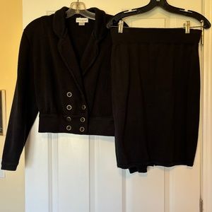 Henri Bendel knit black jacket and skirt
